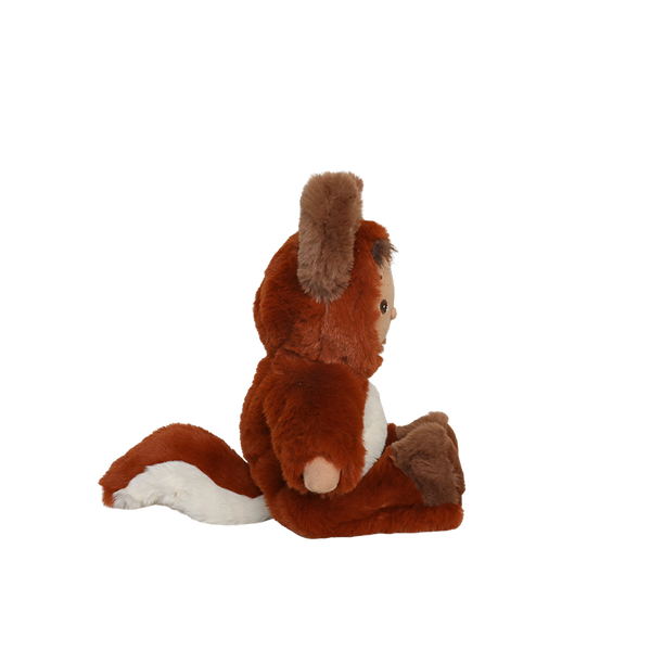 Plush toy squirrel on a white background