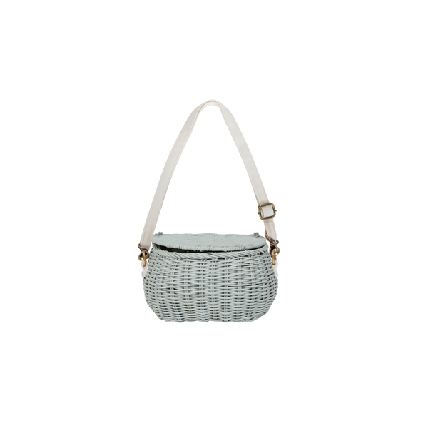 Mini Chari Rattan Bag - Vintage Blue