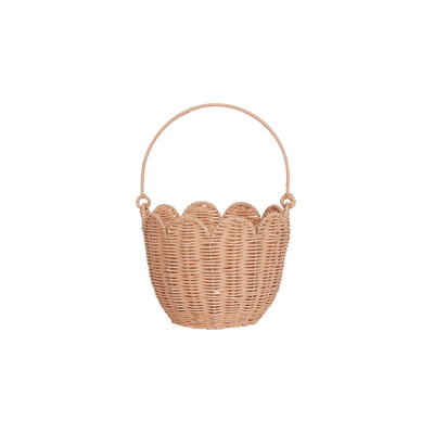 Rattan Tulip Carry Basket - Seashell Pink
