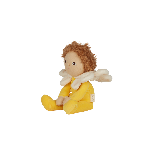 Olli Ella Blossom Buds Dinky Dinkum Daisy Yellow Flower Doll sitting side on