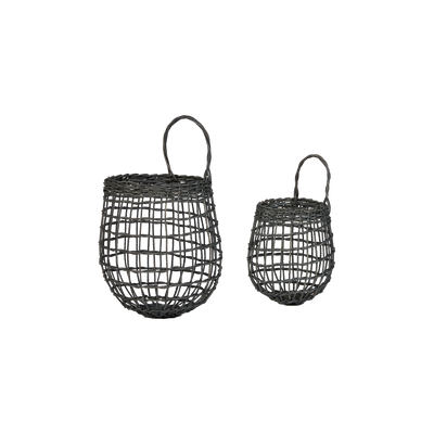 Rattan Onion Basket Duo - Ink