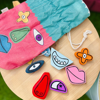 Vibrant resin and natural granite combine to create these perfect play companions. Explore, stack, and imagine endless stories with these weighted, tactile treasures.