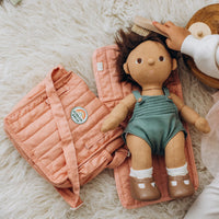 Olli Ella pink Changing mat and bag for doll play. Play with our posable dinkum dolls and teddies for kids doll play.