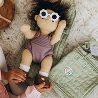 Olli Ella pastel green Changing mat and bag for doll play. Play with our posable dinkum dolls and teddies for kids doll play.