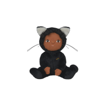 Plush toy with a black cat costume on a white background