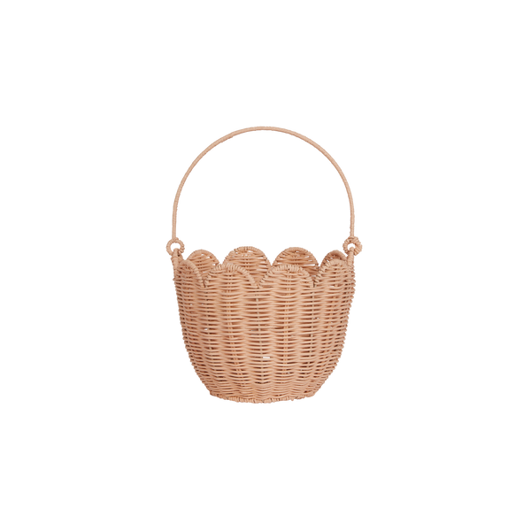 Rattan Tulip Carry Basket - Seashell Pink