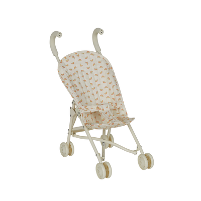 Stroller with a rainbow pattern on a white background