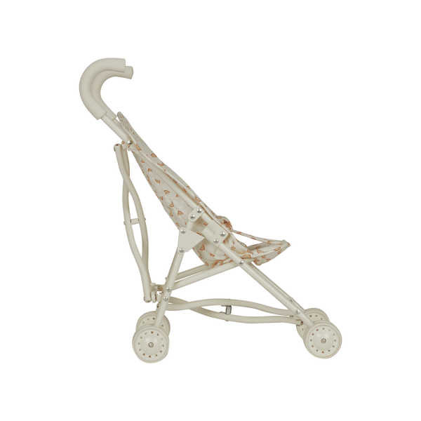White baby stroller with rainbow patterns on a white background