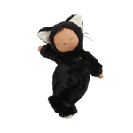 Image of a black cat, soft plush toy doll for kids