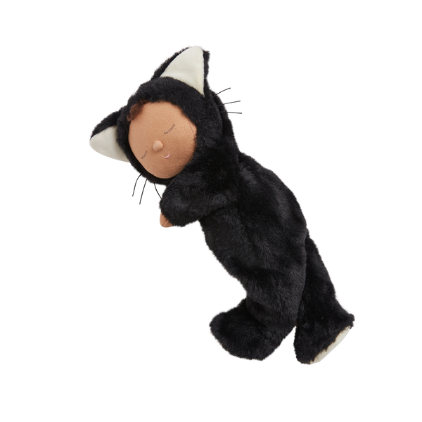 Image of a black cat, soft plush toy doll for kids