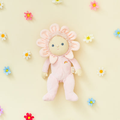 Olli Ella Blossom Buds Dinky Dinkum Rose Baby Pink Flower Doll with flowers