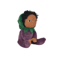 Meet Ellis Eggplant, a delightful Dinky Dinkum plush doll from the Happy Harvest collection, featuring a posable body with gentle weighting and a soft velvet onesie. Collect all the friends and let your childs imagination run wild with imaginative play.