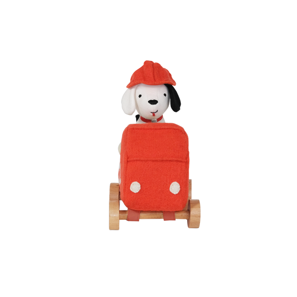 Olli Ella Holdie Dog-Go fire chief dog driver and car front view