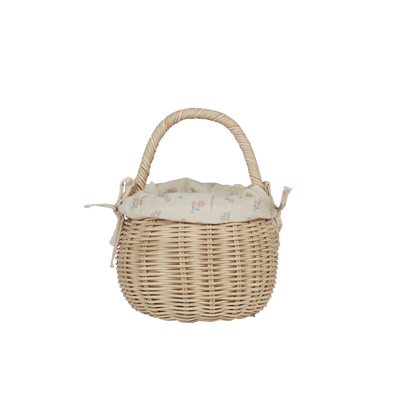 Rattan Berry Basket with Lining - Pansy