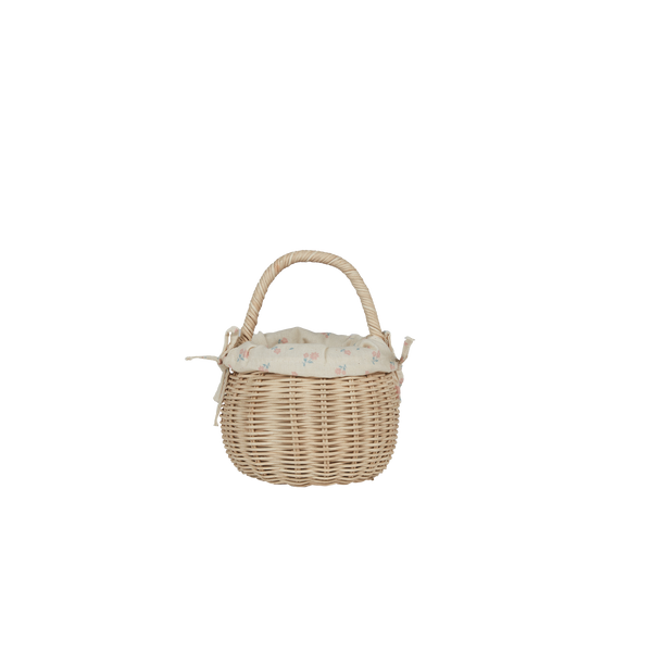 Rattan Berry Basket with Lining - Pansy