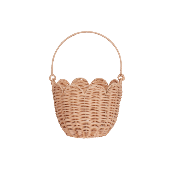 Rattan Tulip Carry Basket - Seashell Pink