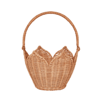 Rattan Poinsettia Carry Basket - Natural