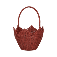 Rattan Poinsettia Carry Basket - Red