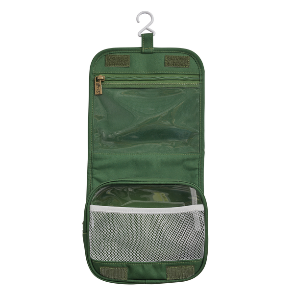 Olli Ella See-ya Wash Bag in Forest Green colour for travel bathroom goodies inside view
