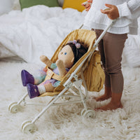 Olli Ella yellow doll pram for kids toys. Play with our posable dinkum dolls and teddies for kids doll play.