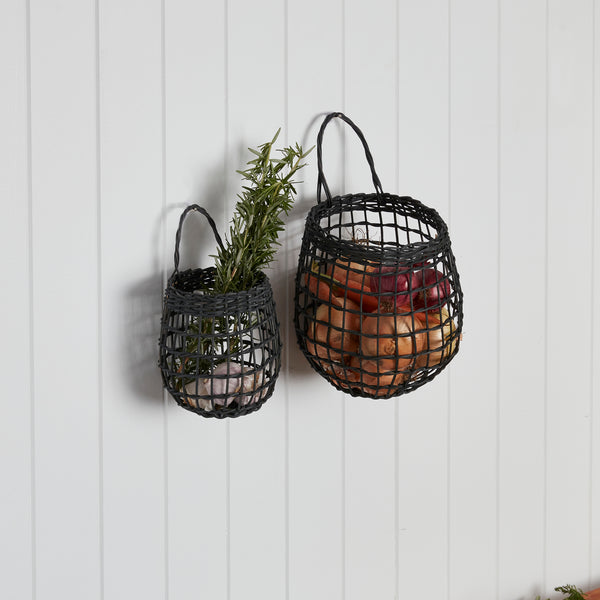 Rattan Onion Basket Duo - Ink