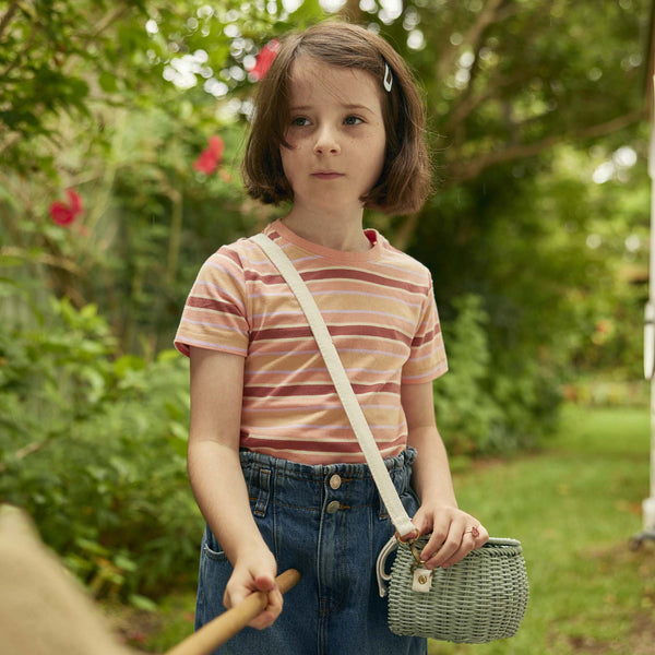 Mini Chari Rattan Bag - Vintage Blue