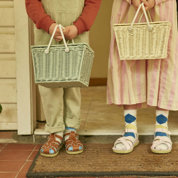 Piki Rattan Basket - Vintage Blue