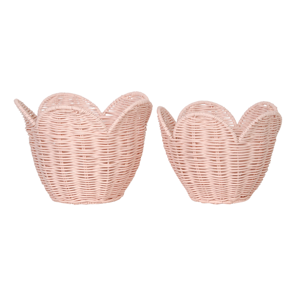 Rattan Lily Basket Set - Blush